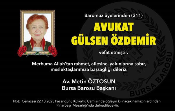 Av. Gülsen Özdemir vefat etti